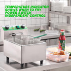 Electric Deep Fryer with Timer 10L/10.6QT Commercial Deep Fryer with Basket and Lid, Temp Control, 1700W/110V Stainless Steel Single Oil Fryer Countertop Fryer for Home and Restaurant Use