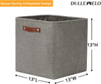 DULLEMELO Cube Storage Boxes,13 inch Fabric Baskets Closet Storage Bins for Home Organization and Storage,Stackale Gift Baskets Empty for Nursery Clothes Toys Kids Storage(Grey)
