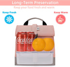 SUNNY BIRD Insulated Lunch Bag Pink Lunch Box Small Cooler Bag for Women, Girls, Adults and Teens (Pink with pink shoulder strap)