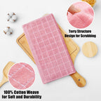 Homaxy 100% Cotton Terry Kitchen Dish Cloths, Ultra Soft and Absorbent Dish Towels for Kitchen, Suitable for Drying and Washing Dishes, 6 Pack, 12 x 12 Inches, Pink
