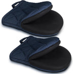 1 Pair Short Oven Mitts - Silicone Kitchen Oven Gloves High Heat Resistant 500℉, Mini Oven Mits with Non-Slip Grip Surfaces and Hanging Loop for BBQ, Baking, Cooking and Grilling (Dark Blue)