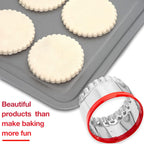 3Pcs Fluted Round Cookie Cutters - 2" & 2.6" & 3", Heavy Duty Food-Grade Stainless Steel, Mini Biscuit Cutter, Unique Design with Protective Red Top PVC