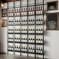 Wine Racks Wall Mounted, 6-Tier Wine Storage Holder, Black Industrial Bar Liquor Bottle Display Shelf, for Home Bar, Kitchen, Dining Rooms, & Wine Cellars (Black, 4 Column)