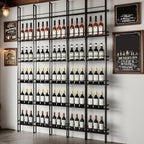 Wine Racks Wall Mounted, 6-Tier Wine Storage Holder, Black Industrial Bar Liquor Bottle Display Shelf, for Home Bar, Kitchen, Dining Rooms, & Wine Cellars (Black, 4 Column)