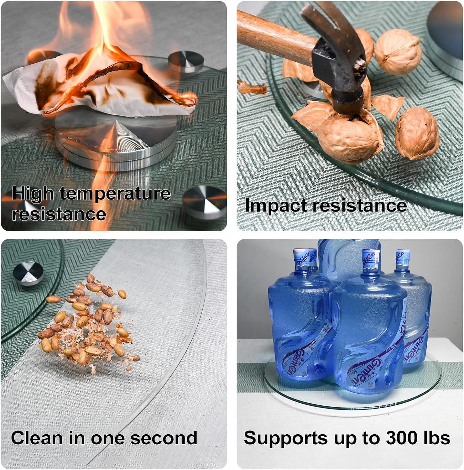 48" Tempered Glass Lazy Susan Turntable Dining Table Large Tabletop Rotating Tray Clear Serving Plate (48inch)