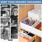 Criusia Drawer Organizer Clothes, 24 Pack Dresser Organizer Bins for Nursery Bedroom, Closet Organization and Storage Dividers for Clothing, Baby Clothes, Underwears, Socks (White)