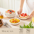 MALACASA Ceramic Mini Pie Pans Set of 6, 6 Inch Pie Plates for Baking with Ruffled Edge, Small Quiche Baking Dish Pans Tart Pans, Individual Pot Pie Plates, Microwave & Oven Safe, Khaki White