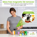 Spring Chef Stainless Steel Can Opener - Manual with Soft Grip Handles, Easy Turn, Heavy Duty Hand Can Openers for Seniors with Smooth Edge - Magnetic Lid Remover - Black