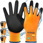 Kebada T1 3 Pairs Waterproof Winter Work Gloves for Men and Women, Warm Work Gloves for Cold Weather, Thermal Insulated Freezer Gloves, 100% Latex Coating & Super Grip, Unisex, X-Large