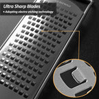 Vovoly 4-Pcs Pro Set Zester Grater Set, Cheese Grater with Razor-Sharp Stainless Steel Blade, Fine/Coarse/Extra Coarse/Slider Attachment