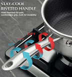 KOCH SYSTEME CS Hybrid Nonstick Stainless Steel Sauce Pan 3QT, Tri-ply Stainless Steel Pot with Honeycomb Interior, Hybrid Sauce Pan with Lid, 18/10 Steel Pot, Induction Compatible