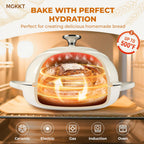 MGKKT Enameled Cast Iron Dutch Oven Pot for Sourdough Bread Baking, 5 Quart Non Stick Cloche Homemade Bread Oven with Lid, Baking Gifts, Alpine Oat White