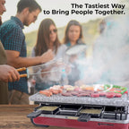 Swissmar Classic 8-Person Raclette Party Grill - Indoor Electric Grill & Griller with Granite Stone Grill Plate - Red