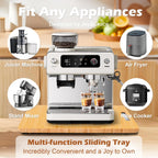 Joy&Grace Appliance Slider for Kitchen Appliances 360° Rolling Sliding Tray for Coffee Maker Countertop, Bamboo Coffee Pot Slider Rolling Tray (Natural, Large 16"x13")