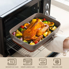 MALACASA 4.8 Qt Lasagne Dishes for Oven, 9 x 13 Inches Brown Ceramic Oven Dish with Handles, Deep Rectangular Baking Dish Casserole Dishes, Lasagna Pan Bakeware for Roasting, Series TARA