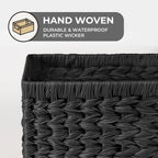 GRANNY SAYS Wicker Basket, Decorative Woven Baskets for Storage, Waterproof Storage Basket Organizer, Wicker Storage Basket for Organizing, 2-Pack, Black