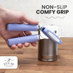 Zulay Kitchen Heavy Duty Stainless Steel Can Opener Manual with Bottle Opener - Rust Proof Manual Can Opener With Turn Knob & Comfy Soft Grip Handles - Periwinkle