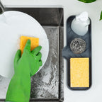 Zulay Kitchen Large Silicone Sponge Holder (12x4) – Flexible Sink Organizer Tray for Kitchen & Bathroom – Multipurpose Soap Dish for Sponges, Makeup, Trinkets & More (Grey)