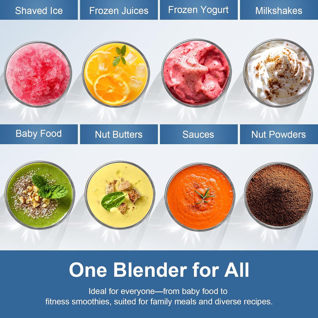 12-Piece Smoothie Blender Maker 25,000 RPM Personal Blender for Ice Crushing Smoothies & Frozen Drinks Nuts with 23oz, 32oz, 37oz Portable Cups Two 6-Leaf Stainless Steel Blades, Matte Black