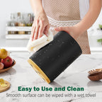 Black Utensil Holder Wood Kitchen Utensil Holder for Countertop, 360°Rotating Cooking Utensil Crock for Counter, 7.2" Large Utensil Organizer for Spatula Kitchen Decor
