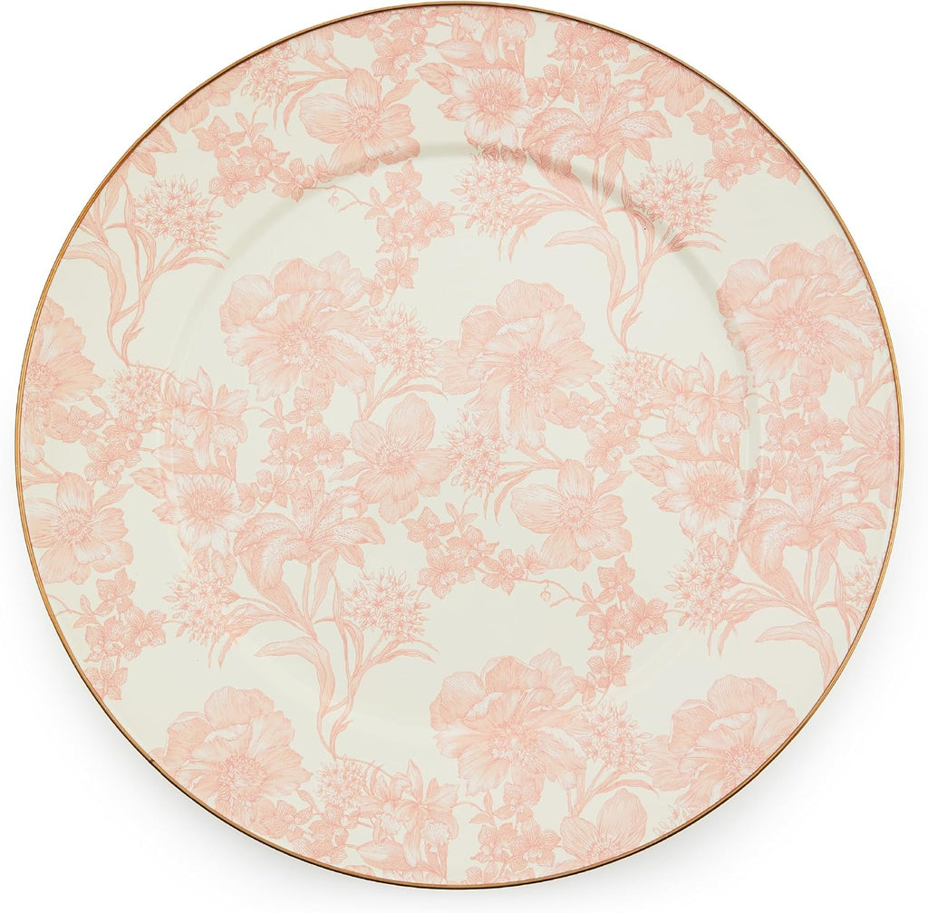 MACKENZIE-CHILDS Enamel Serving Platter, Decorative Serving Platter for Food, 16 Inches, Rosy English Garden