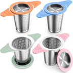 Tea Infuser for Loose Leaf Tea,18/8 Stainless Steel Tea Infuser with Heat Proof Silicone Handles,Extra Fine Mesh Tea Strainers Filter Fine Tea Leaves Effectively,Fits TeaPots/Mugs-4Pack