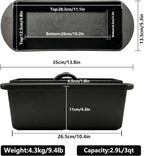Cast Iron Bread Loaf Pan with Lid - 11x5 Inch Heavy Duty Dutch Oven for Sourdough Baking & Artisan Bread Pre-Seasoned Sandwich, 3 Quart Nonstick Loaf Pan for Home Kitchen Restaurant