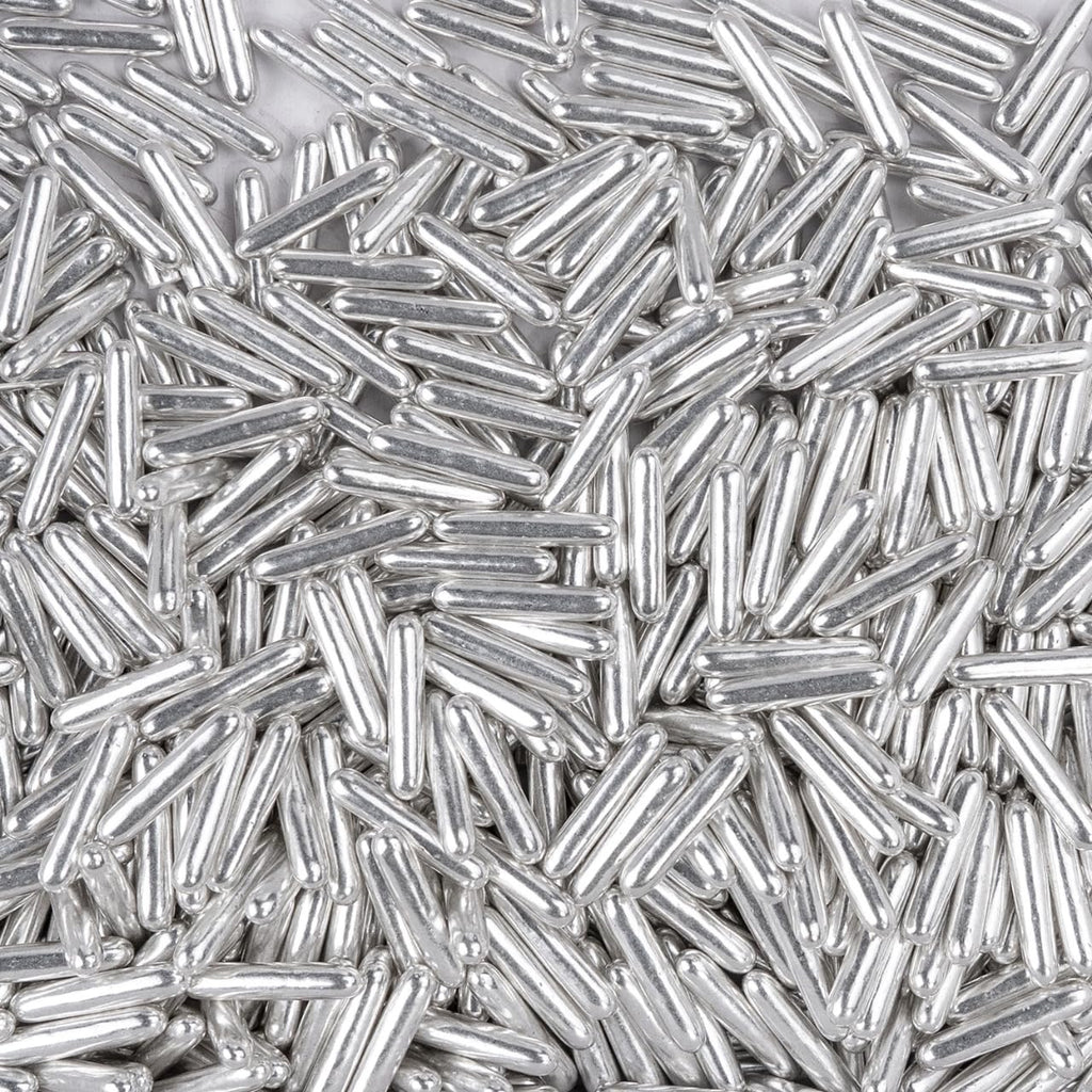 Dazzjoy Silver Rods Sprinkles, Edible Sugar Sprinkles, 120g/4.23oz, Cupcake Toppers, Cake Decorations, Ice Cream, Wedding Party Valentines Easter Supplies
