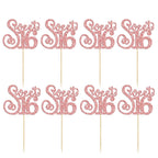 Gyufise 24 Pack 16th Birthday Cupcake Toppers Glitter Sixteen Happy Sweet 16 Cupcake Picks Cheers to 16 Years Old Cupcake Decorations for 16th Birthday Anniversary Party Cake Supplies Rose Gold