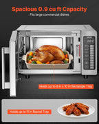 VEVOR Countertop Microwave Oven, 0.9 Cu Ft, 1000W Digital Stainless Steel Microwave Oven with Touchscreen, 10 Cooking Presets, 5 Power Levels, Multi-Lock Door & Easy Clean Interior for Commercial Use