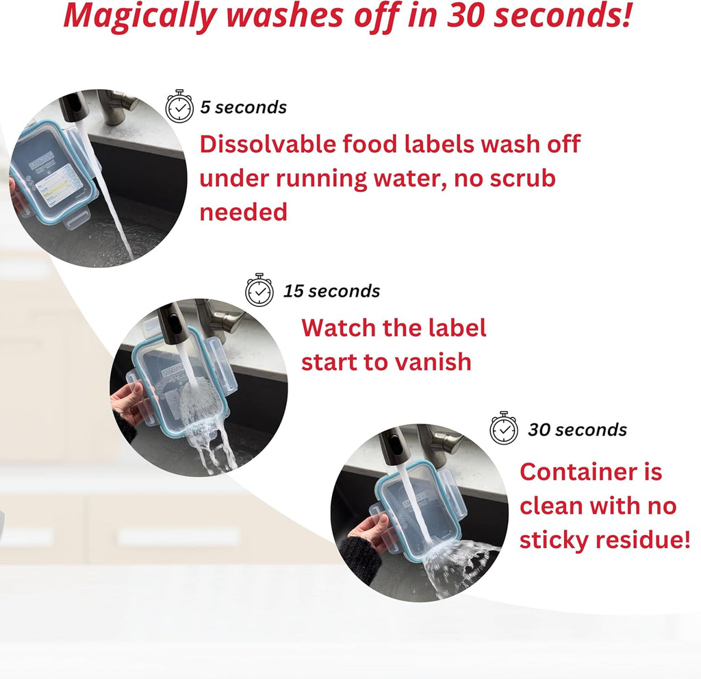 2x3 Dissolvable Food Labels, 500 Label Stickers, Bottle Labels for Storage Bins, Sticker Labels for Food containers, (500, Blank)