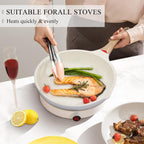 Vinchef Nonstick Deep Frying Pan, Saute Pan with Lid, 11"/5Qt, German 3C+ Ceramic Coating, Induction Compatible, White Color, Cookware for Kitchen