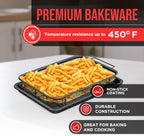 Bakken Swiss Crisper Tray - 2-Piece Set – Gray Marble, Non-Stick Basket Design for Healthier Cooking in Regular Ovens - Achieve Perfectly Crispy Chips, Bacon and More