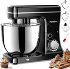 10-Speed Stand Mixer with 8-in-1 Splash Guard, Tilt-Head, 6QT Stainless Steel Bowl + Dishwasher-Safe Dough Hook/Whisk/Beater/Spatula for Baking Bread, Cakes, Cookies, Black