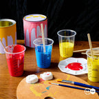 Turbo Bee Plastic Measuring Cups 8OZ,100 PACK Disposable Mixing Cups with 100 Mixing Sticks,Paint Graduated Measuring Tumblers for Epoxy Resin, Paint Mixing, Art DIY