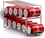 Sorbus Soda Can Rack Beverage Dispenser (1 Pack, Silver) – Holds 12 Standard 12oz Cans – Soda Can Organizer for Refrigerator, Pantry, or Countertop