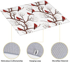 Winter Cardinal Birds Dish Drying Mat for Kitchen Counter Washable Absorbent Drying Mat Reversible Microfiber Drying Pad Home Holiday Decor Kitchen Accessories 16"x18"
