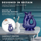 Gurgle Glug Jug The Bubble Jug® Sage Green 50 fl oz 1.5L Litre Extra Large Pitcher - Fish Shaped Jug - Decorative Ceramic Glugging Cocktail, Water and Gin Vase and Gurgling Carafe Pot