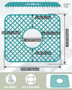 2 Pack Silicone Sink Protector for Kitchen Sink, Lozenge Pattern 13 x 11 inches Sink Grid Mat Silicone Protectors, Center Drain, Green