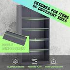 INTERGREAT Storage Cabinet, 72” Steel Locking Closet with Doors and 4 Adjustable Shelves, Tool Unit for Home Office, Garage & Tall Lockable File Cabinet, Grey White.