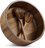 Wooden Salad Bowl, Black Walnut Wood Salad Bowl Set, 12 * 4.3 inch Large Natural Wooden with Fork and Spoon,Premium Eco-Friendly 346oz /10.8qt for Kitchen,Dining,Serving & Mixing Food