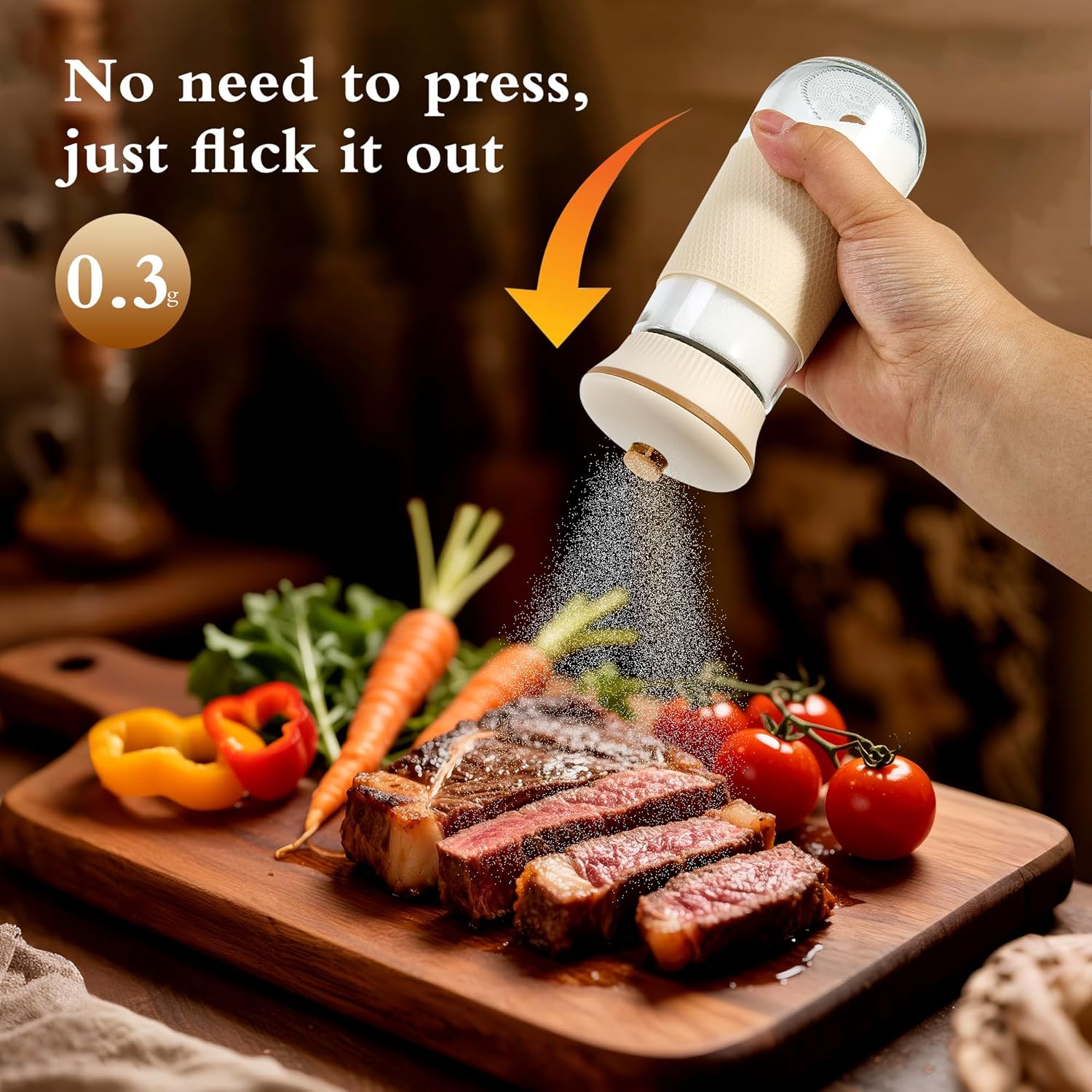 2-in-1 Salt Shaker, Glass Salt and Pepper Shakers Set with 1g Measuring Spoon, 2PCS Salt Pepper Containers Farmhouse Cute Salt Shakers for Kitchen, Easy Filling