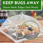 Mesh Food Covers for Outside - 8 Pack Upgraded 2 Extra Large 40x24 in & 6 Large 17x17 in Food Tent Food Cover Outdoors Party Collapsible Picnic Nets Umbrella Mesh Screen Pop Up Food Dome (White)