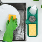 Zulay Kitchen Large Silicone Sponge Holder (12x4) – Flexible Sink Organizer Tray for Kitchen & Bathroom – Multipurpose Soap Dish for Sponges, Makeup, Trinkets & More (Pine Green)