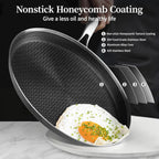 Stainless Steel Crepe Pan - 10 Inch Nonstick Crepe Pan, Stainless Steel Honeycomb Coating Pancake Pan, Non Stick Flat Skillet Tawa Dosa Tortilla Griddle Pan, Induction Compatible, PFOA Free