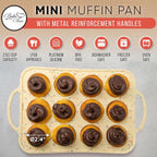 2 Pack Silicone Mini Muffin Pan 12 Count – Non-Stick Silicone Muffin Pans for Baking, BPA-Free Cupcake Pans for Baking, Easy Release, Metal Handles, Oven & Dishwasher Safe