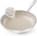 Redchef Non Stick Frying Pans, Hybrid 10 Inch Ceramic Frying Pan, Tri-Ply Stainless Steel Skillet, Non Toxic, PFAS PFOA & PTFE Free, Dishwasher & Oven Safe, Compatible with All Cooktops