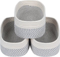 CubesLand Small Baskets, Storage Baskets for Organizing Shelves, Rectangular Woven Storage Basket Natural Cotton Rope Bins Closet Baby Nursery Empty Gifts Basket Off White/Mixed Gray