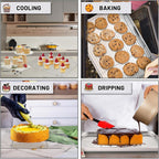 TeamFar Baking Sheet with Rack, 17.6 x 13 x 1 inch Stainless Steel Baking Pan Cookie Sheet Set with Cooling Rack for Baking/Roasting/Cooling, Non-Toxic & Heavy Duty, Dishwasher Safe - Set of 4