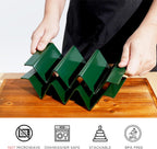 TP Taco Holder Stands, Set of 2 Melamine Large Taco Serving Rack Tray with Handle, Holds 3 Tacos, Dishwasher Safe, Ideal for Taco Night, Party, Home, Fiesta, Green